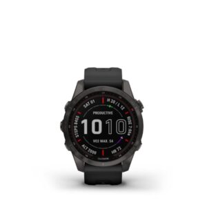 Garmin fenix 7S Sapphire Solar Titanium Carbon Gray DLC with Black
