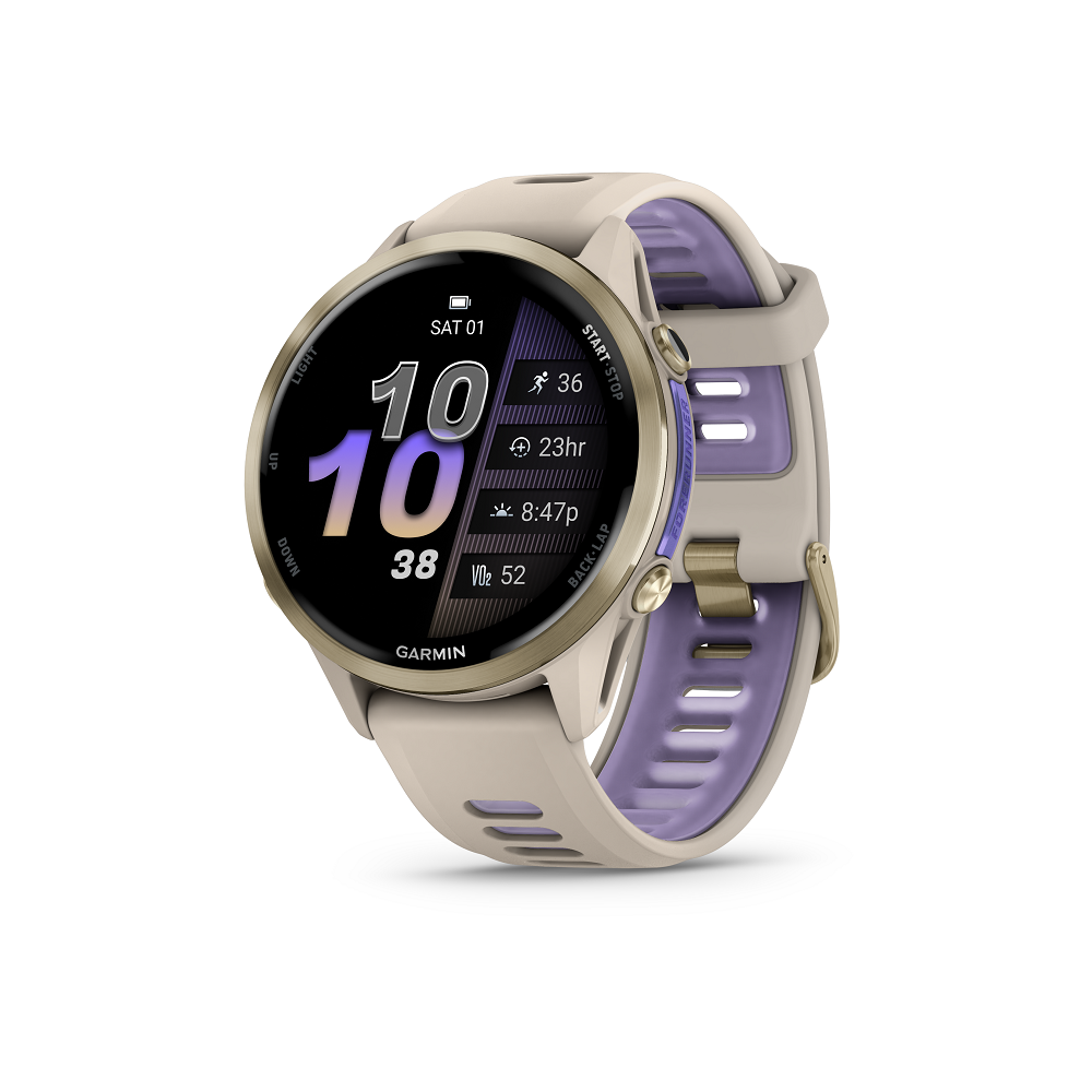 Forerunner® 970 Soft Gold Titanium with French Gray and Translucent Indigo